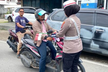 Satlantas Polres Lhokseumawe, Bendera Merah Putih, HUT RI ke-80, anber.id